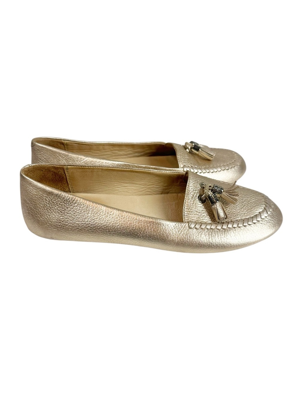JACK ROGERS Terra Women’s 8.5 Metallic Gold Tassel Loafers Rubber Non-Slip Sole